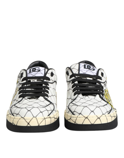 Dolce &amp; Gabbana White Logo Print Low Top Men Sneakers Shoes