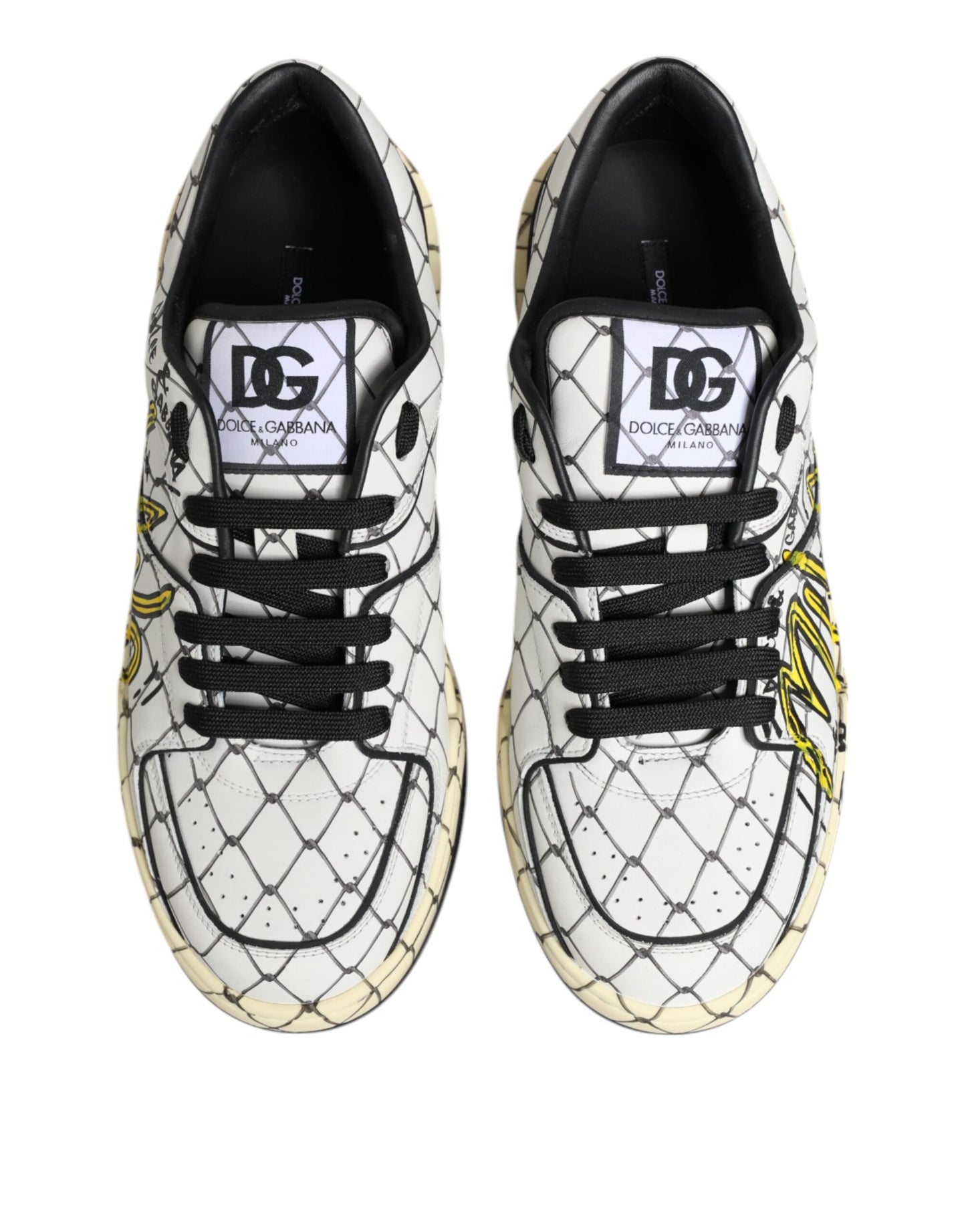 Dolce &amp; Gabbana White Logo Print Low Top Men Sneakers Shoes