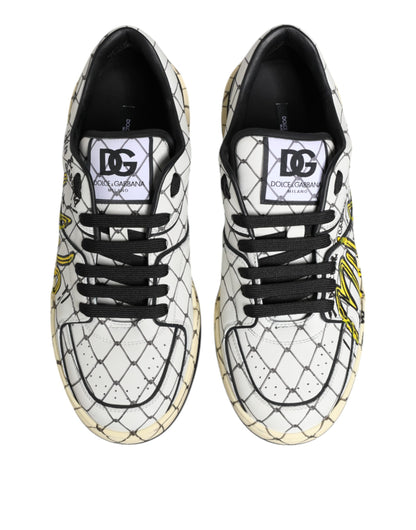 Dolce &amp; Gabbana White Logo Print Low Top Men Sneakers Shoes