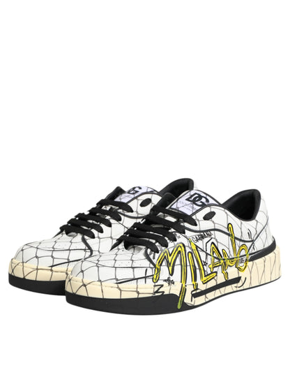Dolce &amp; Gabbana White Logo Print Low Top Men Sneakers Shoes