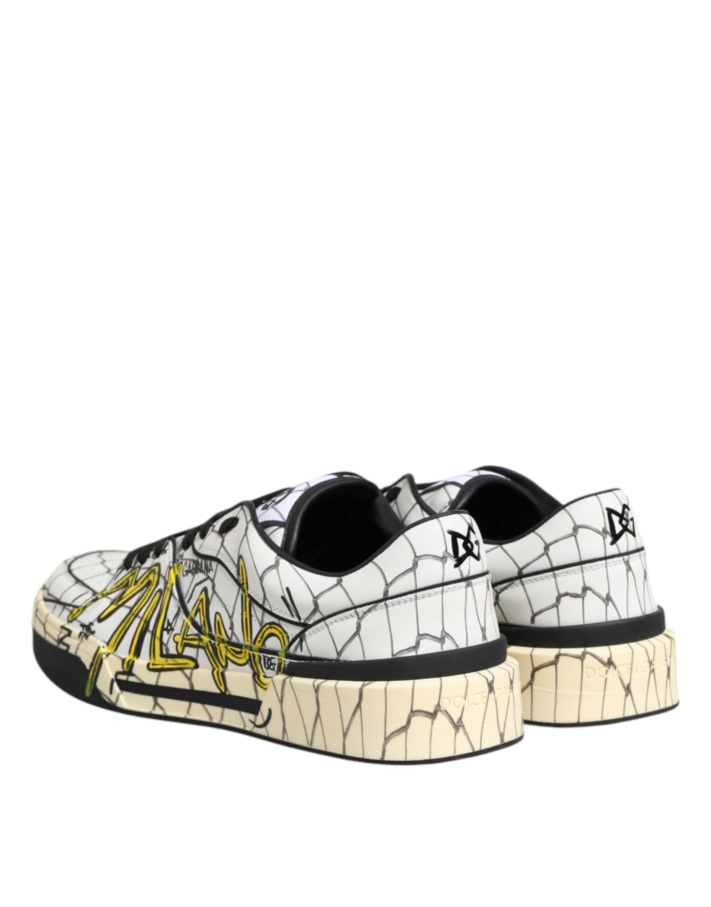 Dolce &amp; Gabbana White Logo Print Low Top Men Sneakers Shoes