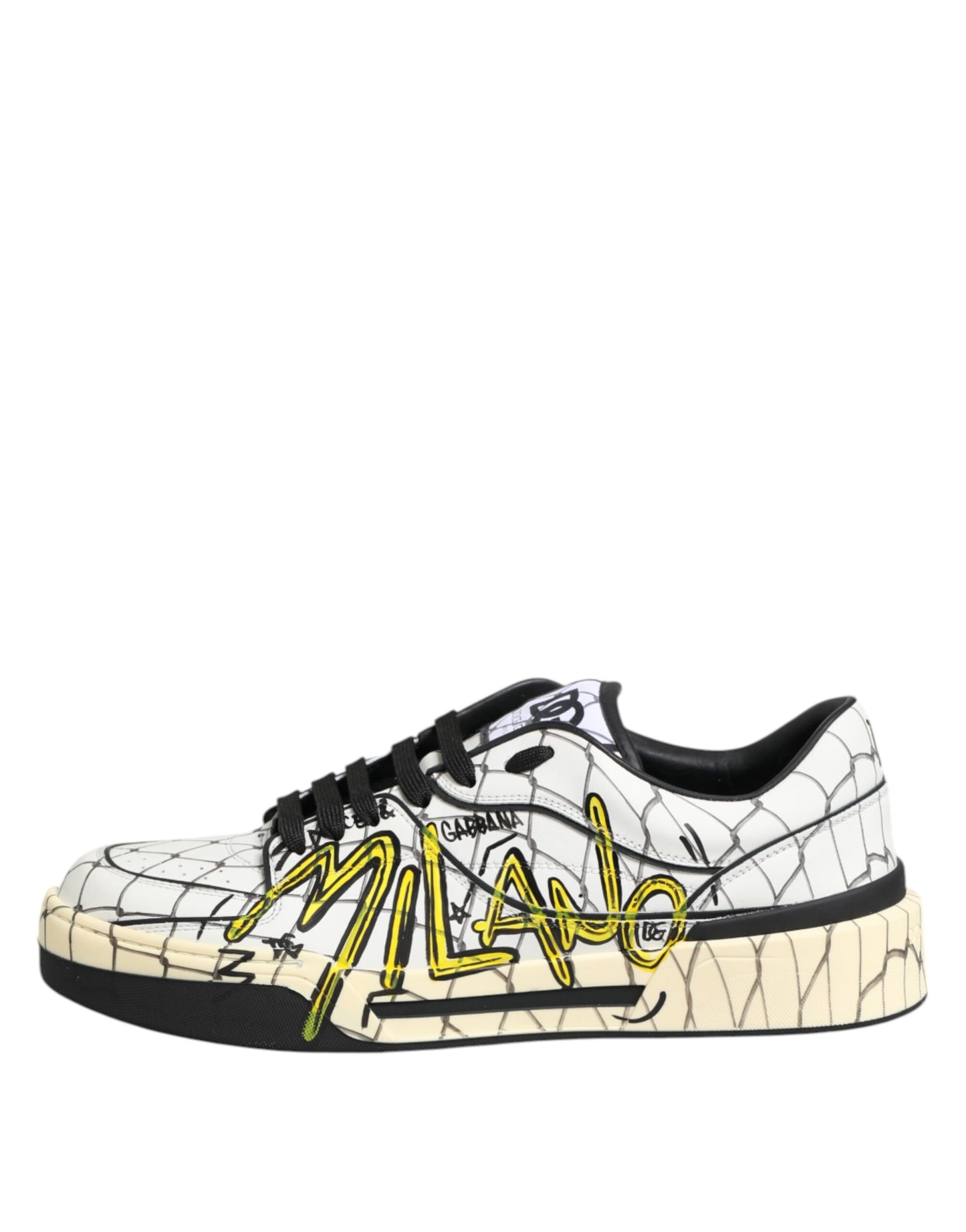 Dolce &amp; Gabbana White Logo Print Low Top Men Sneakers Shoes
