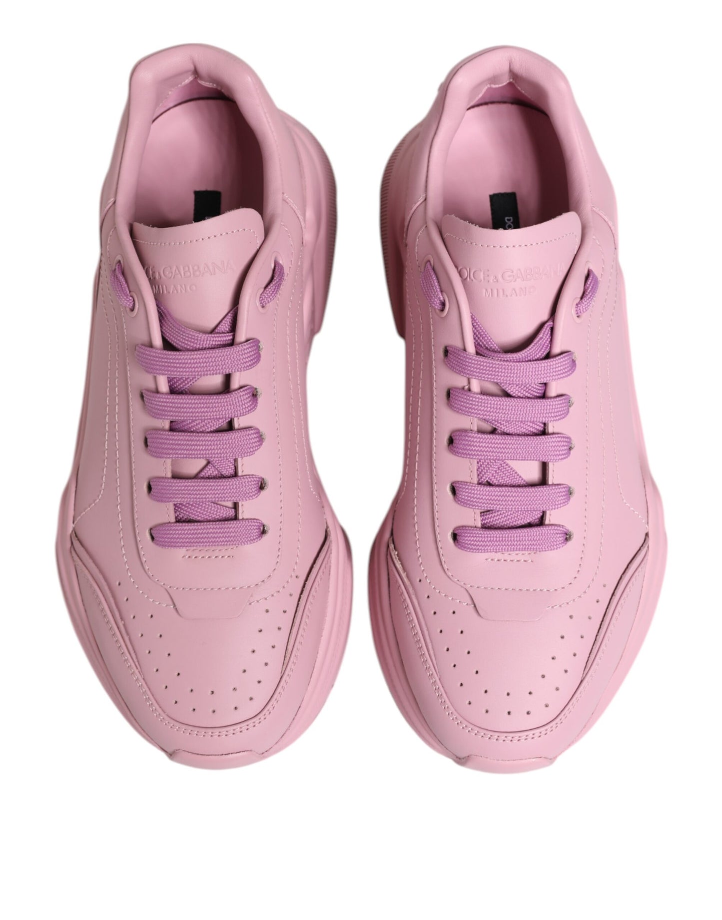 Dolce &amp; Gabbana Pink Leather Daymaster Low Top Sneakers Shoes