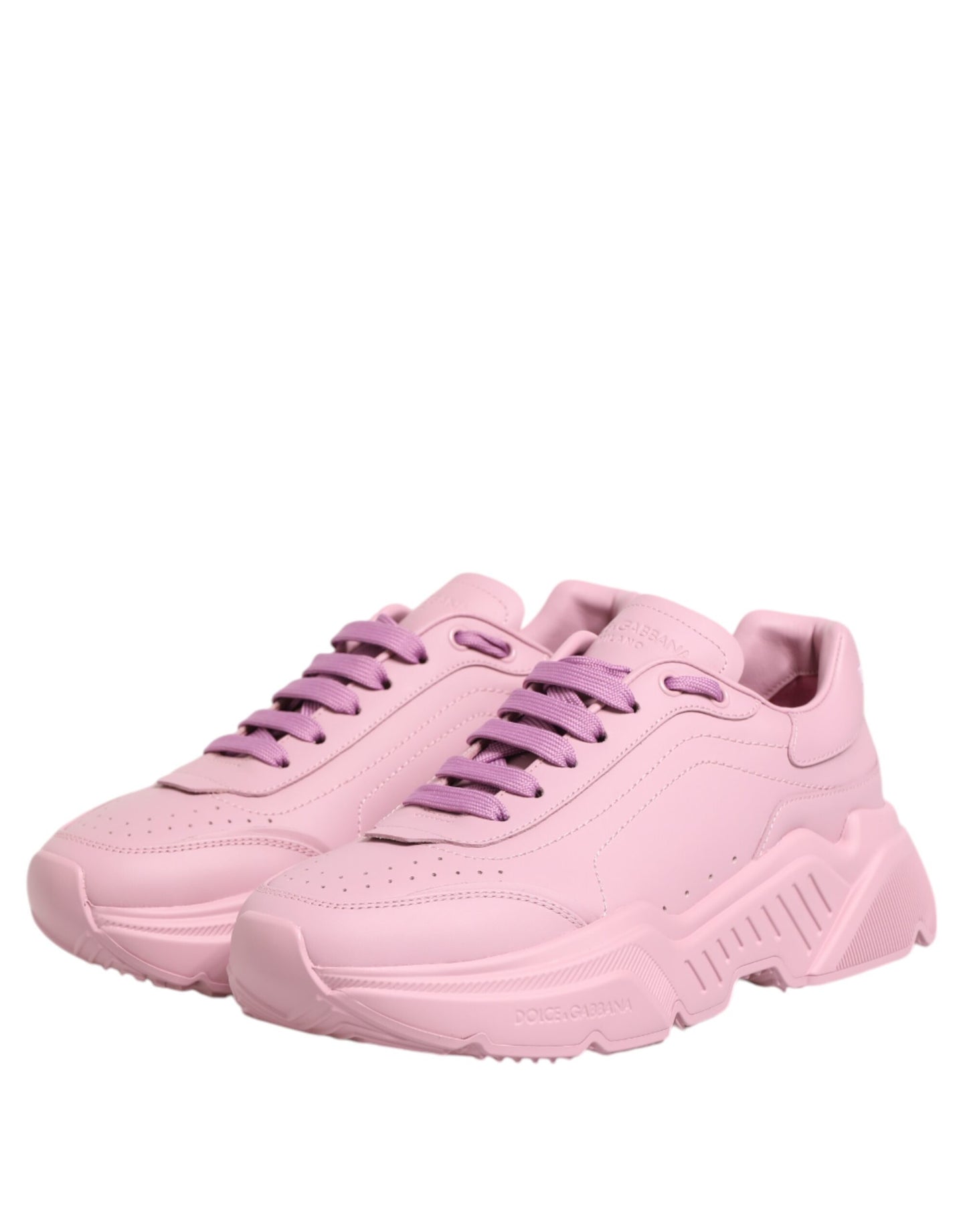 Dolce &amp; Gabbana Pink Leather Daymaster Low Top Sneakers Shoes
