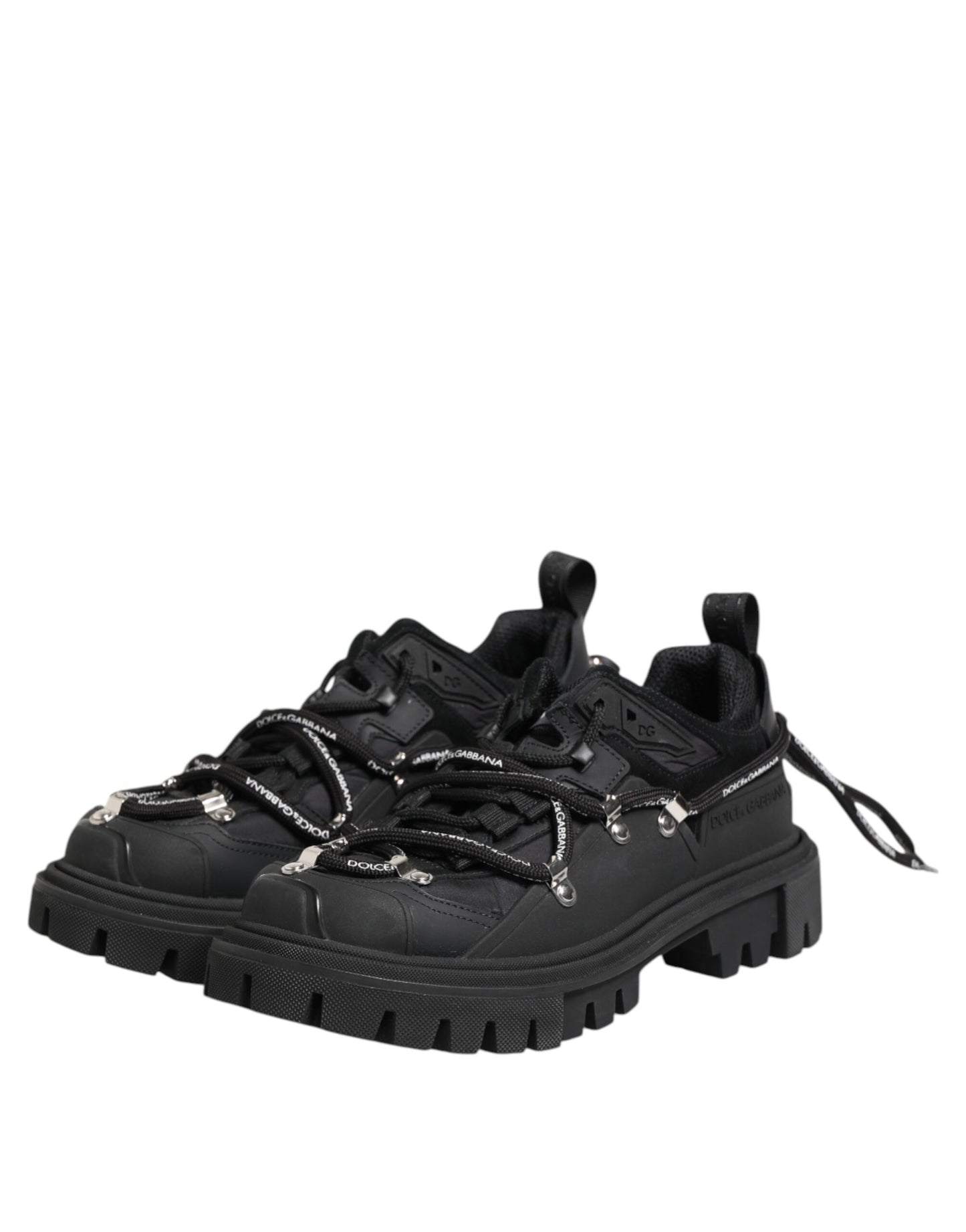 Dolce &amp; Gabbana Black Low Top Lace Up Trekking Sneakers Shoes