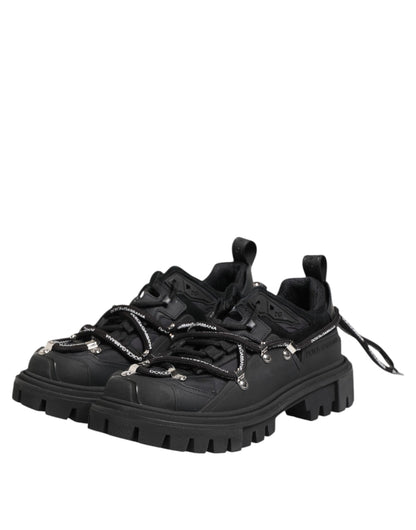 Dolce &amp; Gabbana Black Low Top Lace Up Trekking Sneakers Shoes