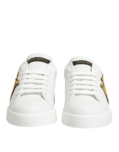 Dolce &amp; Gabbana White Crown Patch Portofino Men Sneakers Shoes