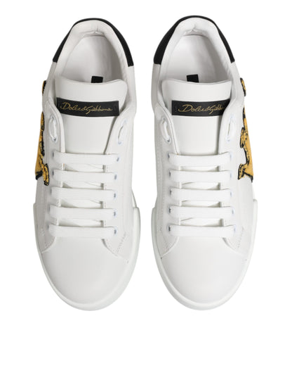 Dolce &amp; Gabbana White Crown Patch Portofino Men Sneakers Shoes