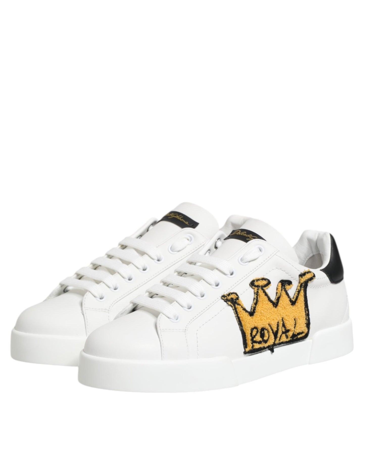 Dolce &amp; Gabbana White Crown Patch Portofino Men Sneakers Shoes
