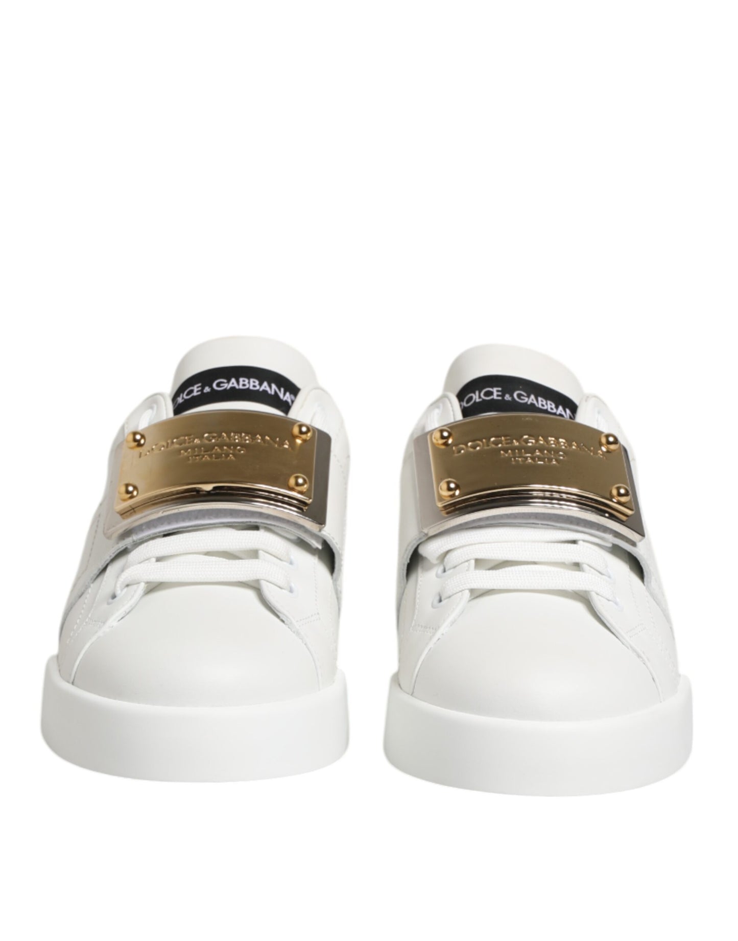 Dolce &amp; Gabbana White Logo Plaque Low Top Men Sneakers Shoes