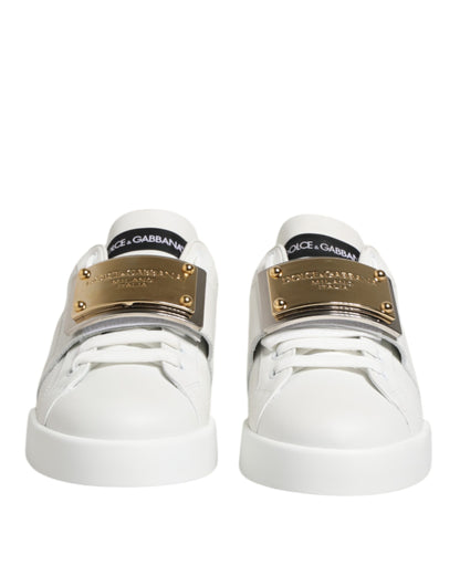 Dolce &amp; Gabbana White Logo Plaque Low Top Men Sneakers Shoes