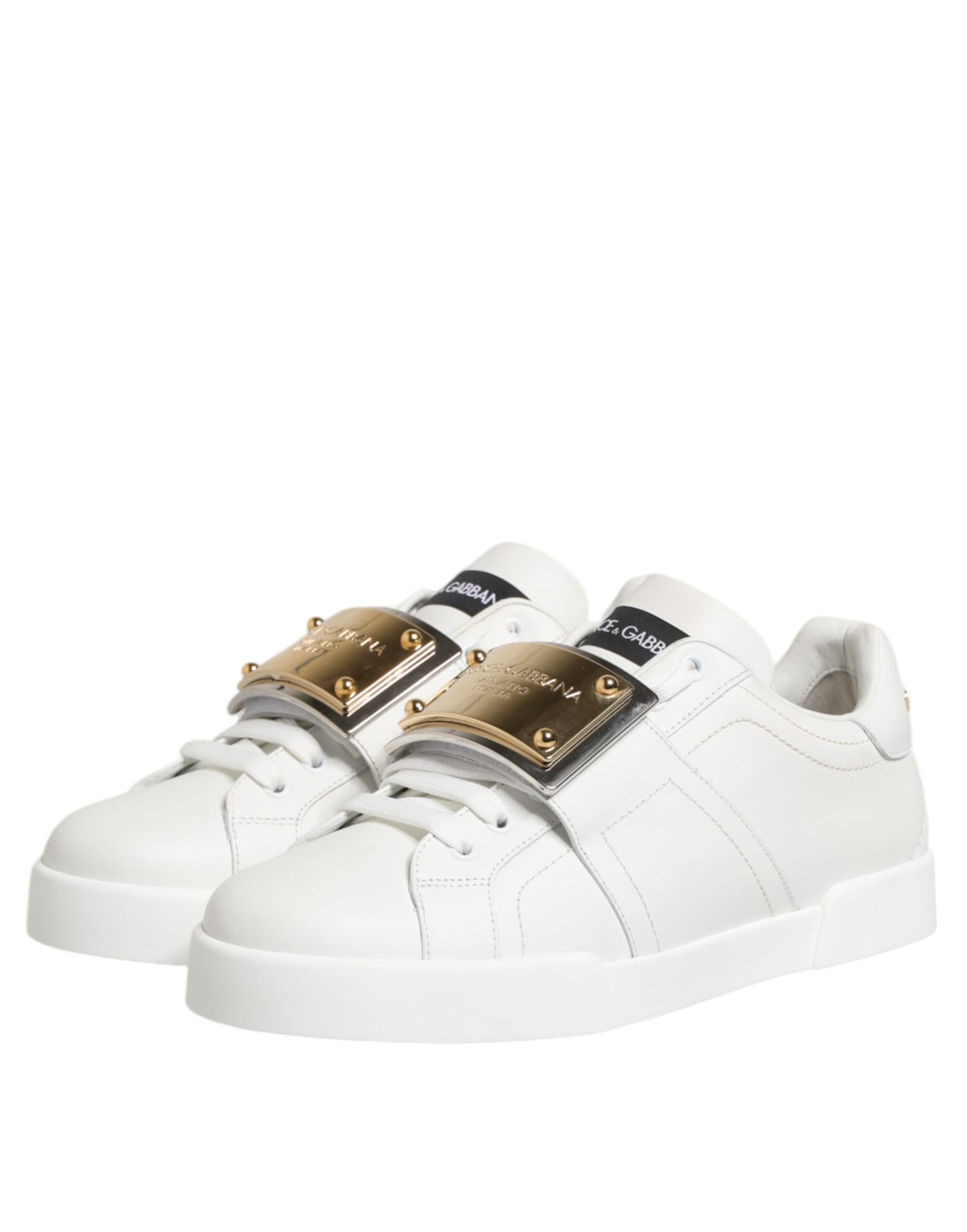 Dolce &amp; Gabbana White Logo Plaque Low Top Men Sneakers Shoes