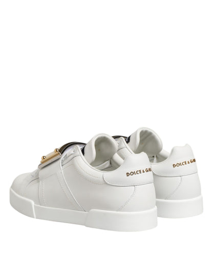 Dolce &amp; Gabbana White Logo Plaque Low Top Men Sneakers Shoes