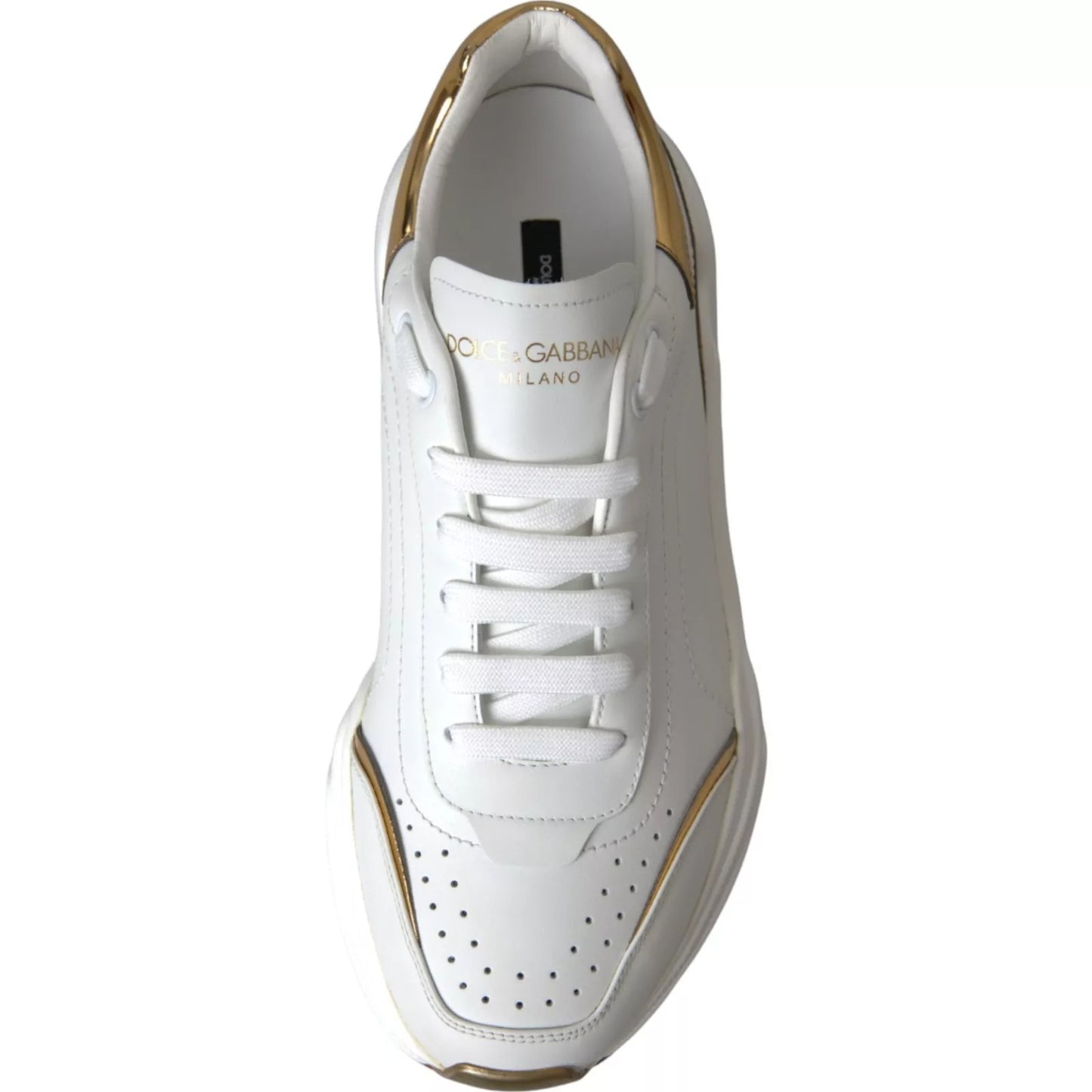 Dolce &amp; Gabbana White Gold DAYMASTER Leather Sneakers Mens Shoes