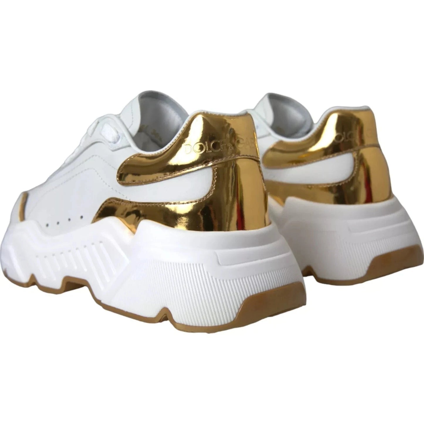 Dolce &amp; Gabbana White Gold DAYMASTER Leather Sneakers Mens Shoes