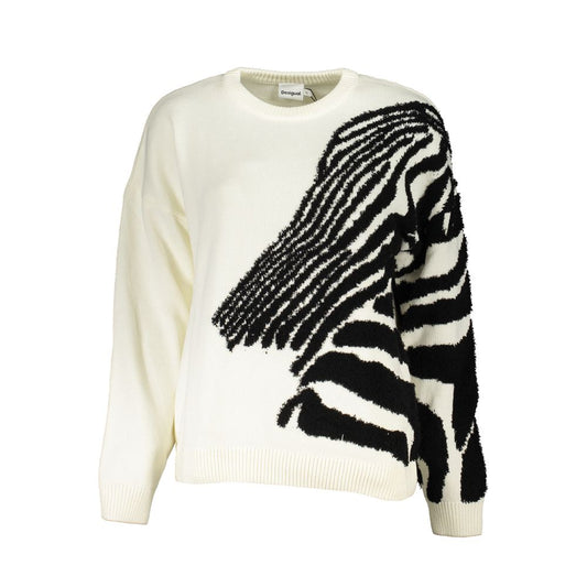 Desigual Weißer Baumwollpullover