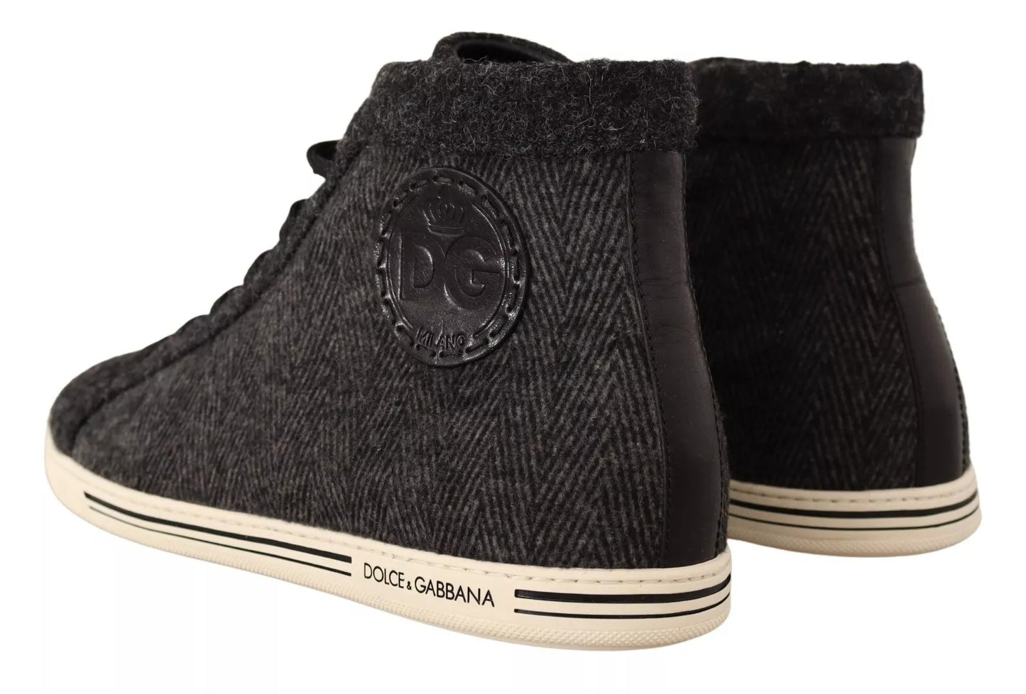 Dolce &amp; Gabbana Gray Wool Cotton Casual High Top Sneakers