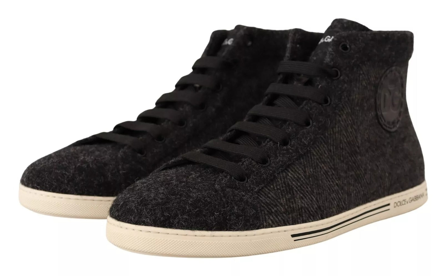 Dolce &amp; Gabbana Gray Wool Cotton Casual High Top Sneakers