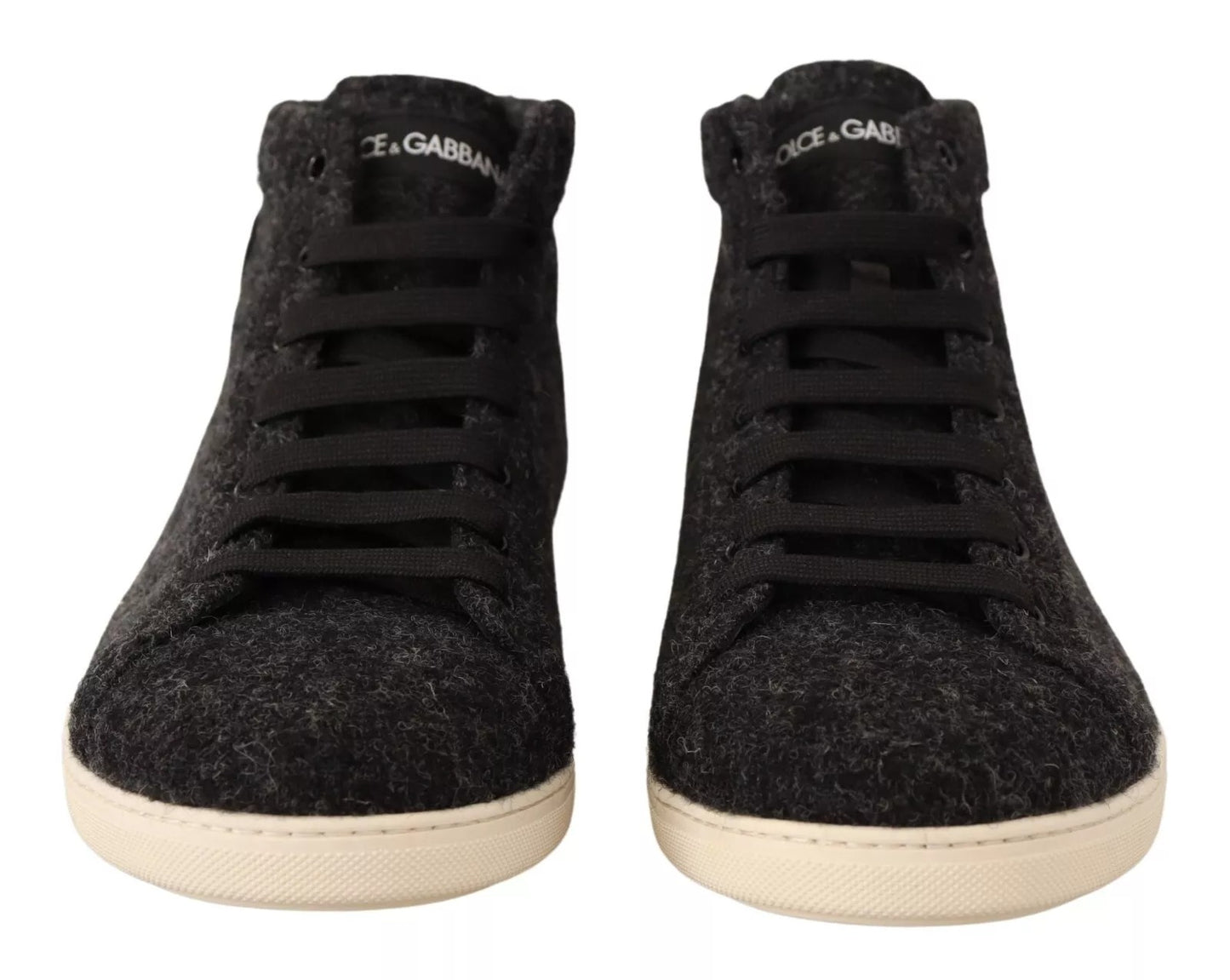 Dolce &amp; Gabbana Gray Wool Cotton Casual High Top Sneakers