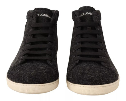 Dolce &amp; Gabbana Gray Wool Cotton Casual High Top Sneakers