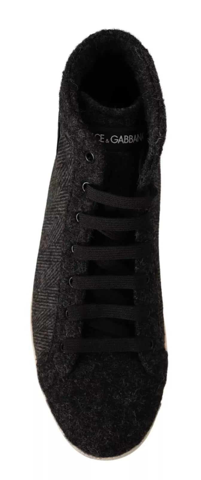 Dolce &amp; Gabbana Gray Wool Cotton Casual High Top Sneakers