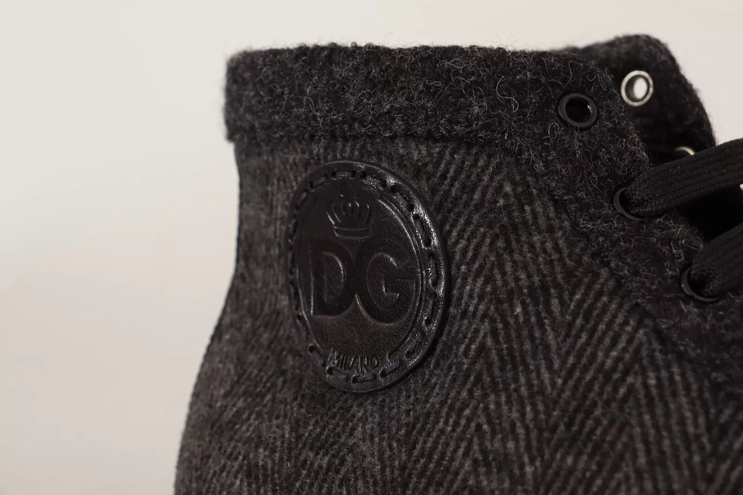 Dolce &amp; Gabbana Gray Wool Cotton Casual High Top Sneakers