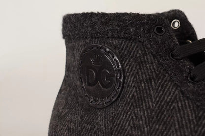 Dolce &amp; Gabbana Gray Wool Cotton Casual High Top Sneakers