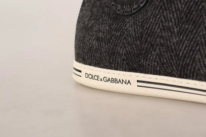 Dolce &amp; Gabbana Gray Wool Cotton Casual High Top Sneakers