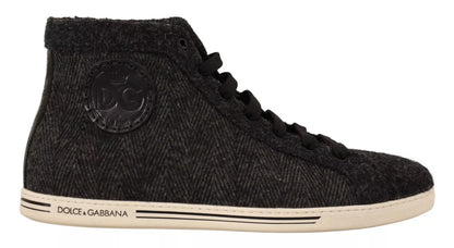 Dolce &amp; Gabbana Gray Wool Cotton Casual High Top Sneakers