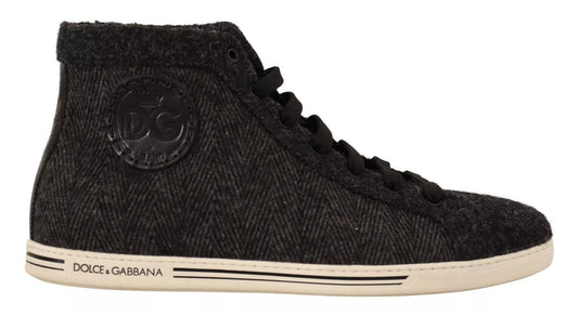 Dolce &amp; Gabbana Gray Wool Cotton Casual High Top Sneakers