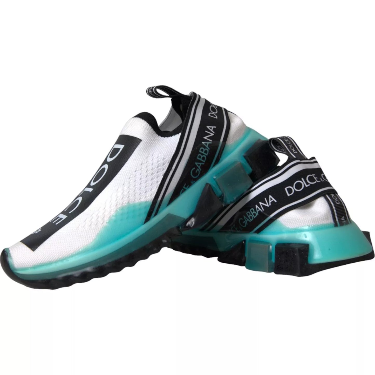 Dolce &amp; Gabbana Black White Blue Slip On Sorrento Sneakers