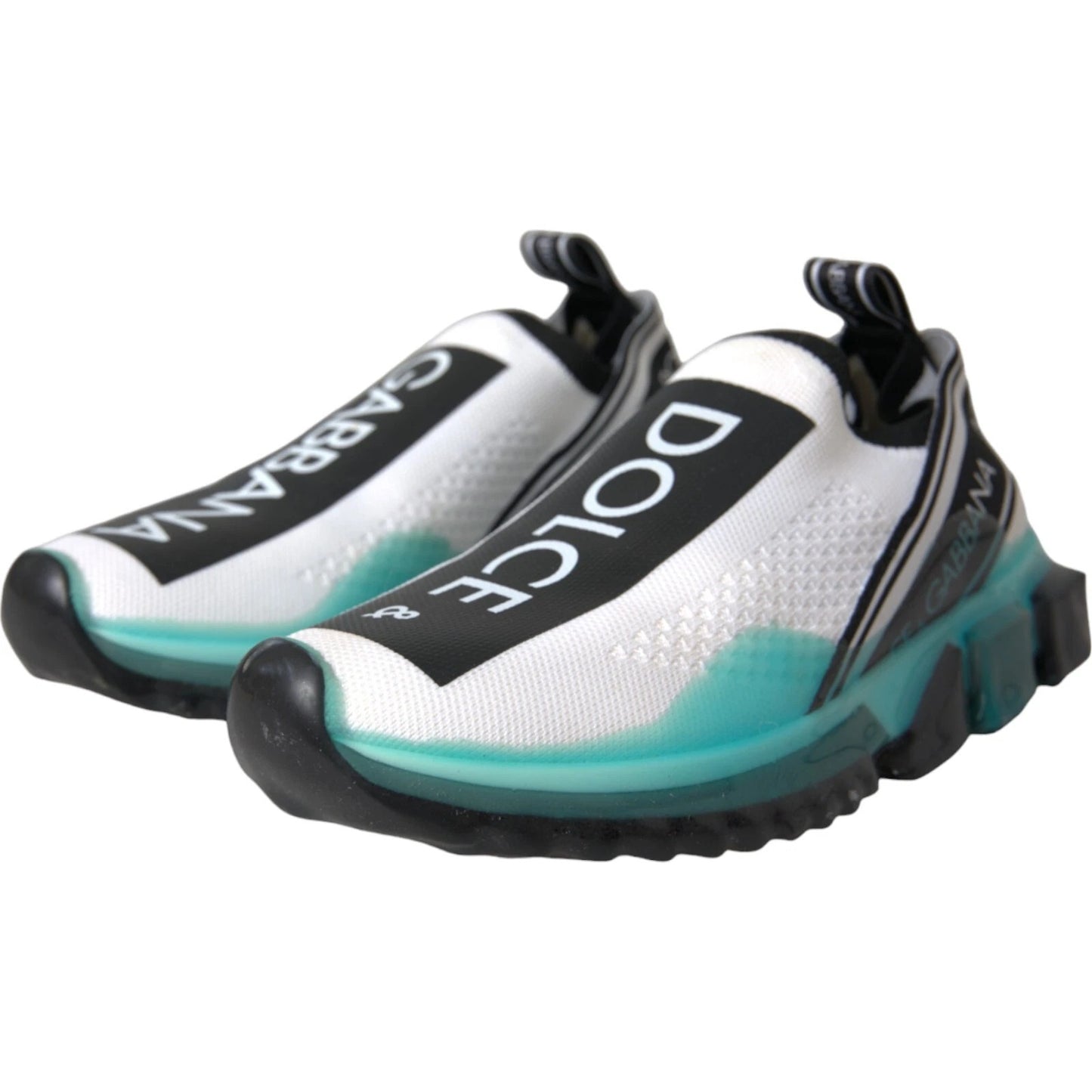 Dolce &amp; Gabbana Black White Blue Slip On Sorrento Sneakers