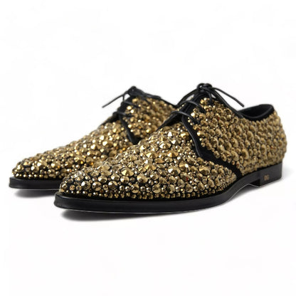 Dolce &amp; Gabbana – Derby-Schuhe mit Verzierung in Schwarz und Gold