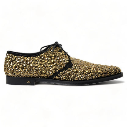 Dolce &amp; Gabbana – Derby-Schuhe mit Verzierung in Schwarz und Gold