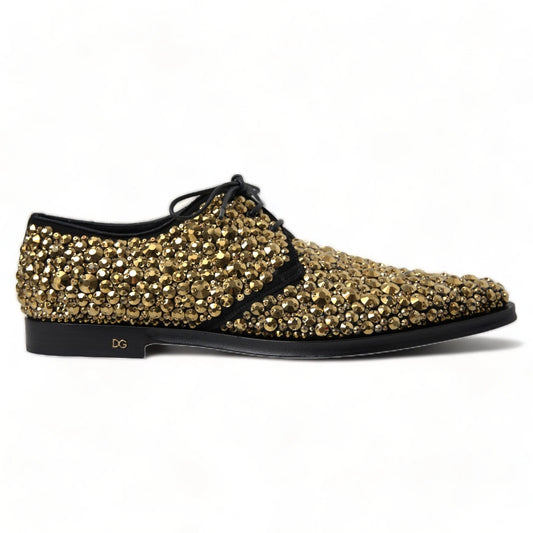 Dolce &amp; Gabbana – Derby-Schuhe mit Verzierung in Schwarz und Gold