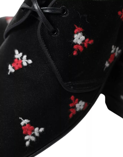 Dolce &amp; Gabbana – Schwarzes, geblümtes Abendkleid aus Samt
