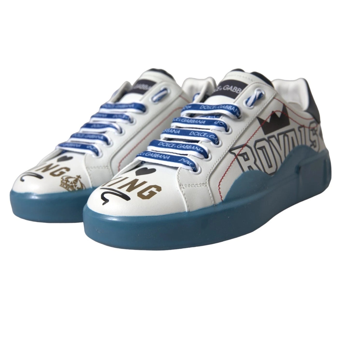 Dolce &amp; Gabbana Blue White Printed Portofino Melt Sneakers