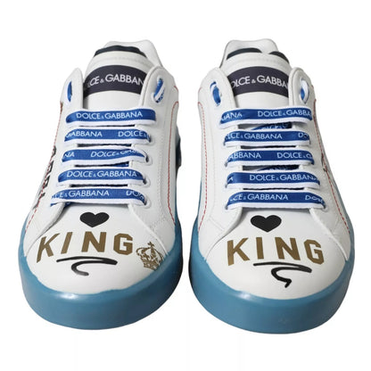 Dolce &amp; Gabbana Blue White Printed Portofino Melt Sneakers