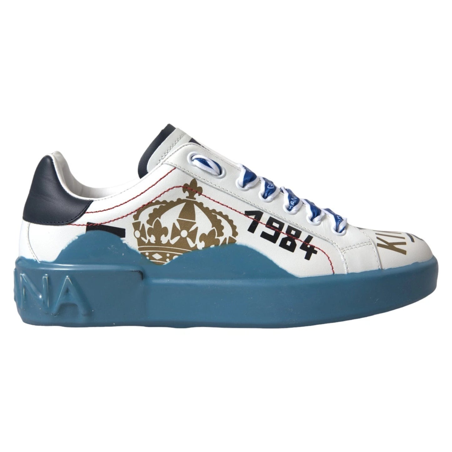 Dolce &amp; Gabbana Blue White Printed Portofino Melt Sneakers