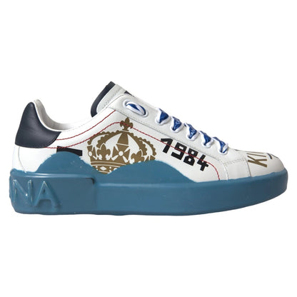 Dolce &amp; Gabbana Blue White Printed Portofino Melt Sneakers