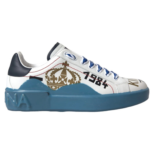 Dolce &amp; Gabbana Blue White Printed Portofino Melt Sneakers