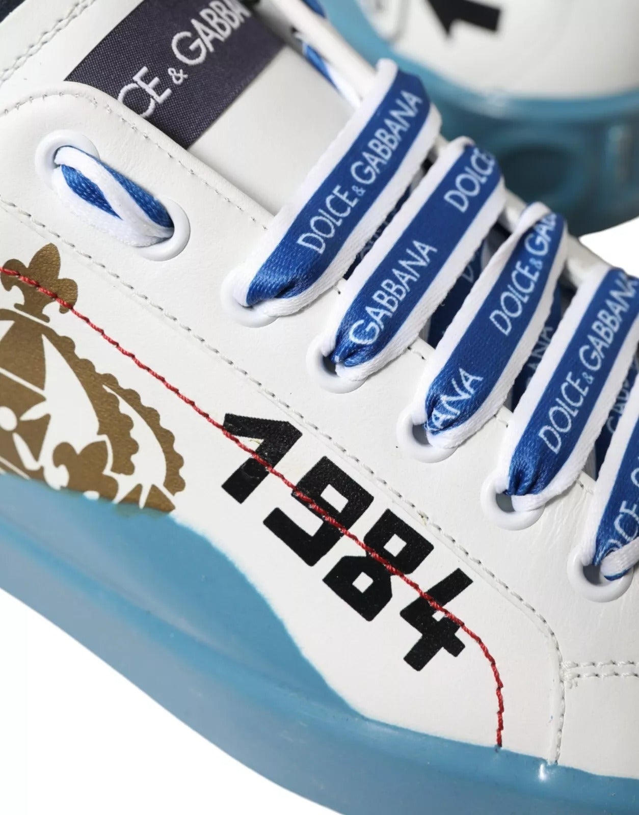 Dolce &amp; Gabbana Blue White Printed Portofino Melt Sneakers