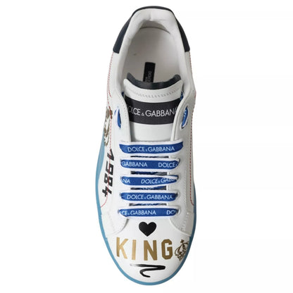 Dolce &amp; Gabbana Blue White Printed Portofino Melt Sneakers