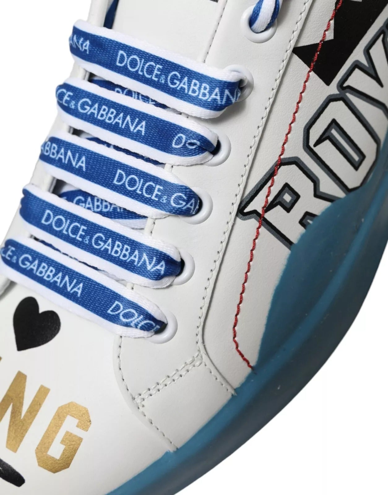 Dolce &amp; Gabbana Blue White Printed Portofino Melt Sneakers