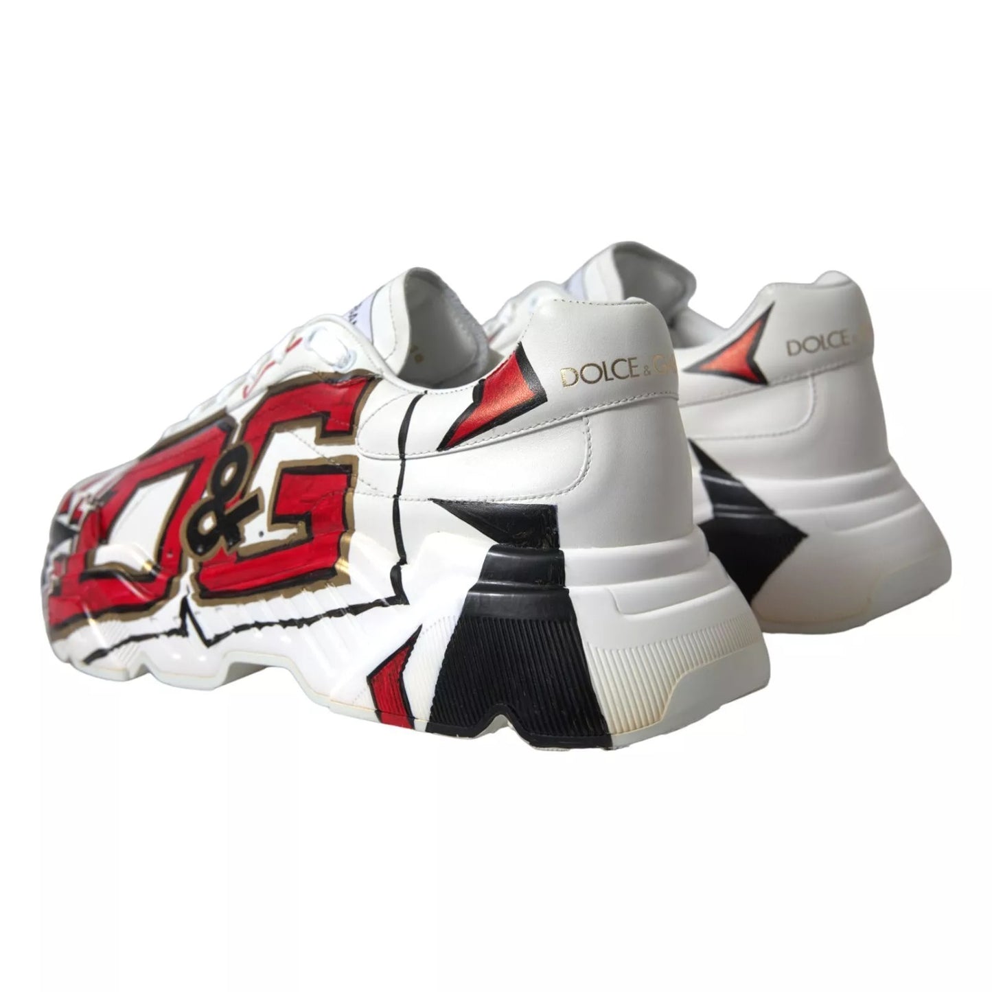 Dolce &amp; Gabbana White Daymaster Hand Painted Sneakers