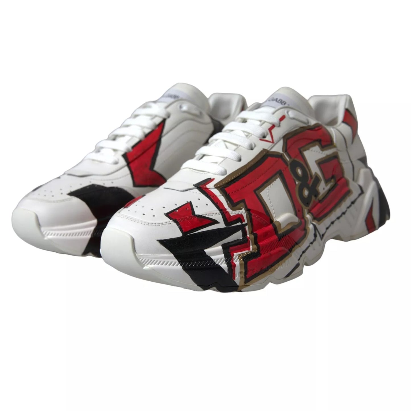 Dolce &amp; Gabbana White Daymaster Hand Painted Sneakers