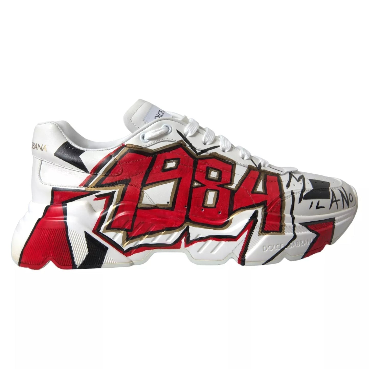 Dolce &amp; Gabbana White Daymaster Hand Painted Sneakers