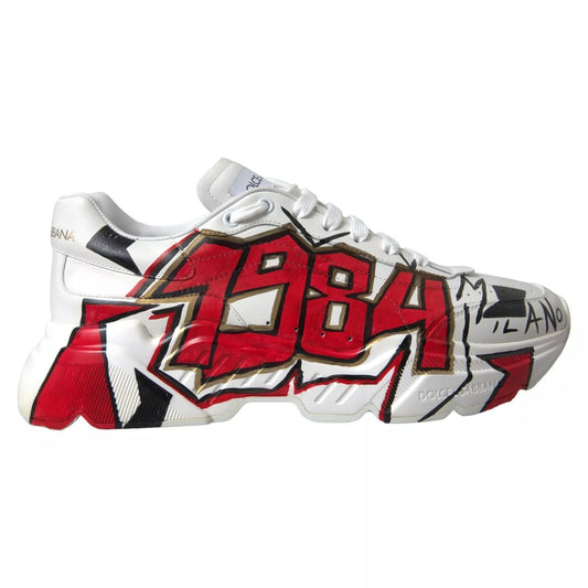 Dolce &amp; Gabbana White Daymaster Hand Painted Sneakers