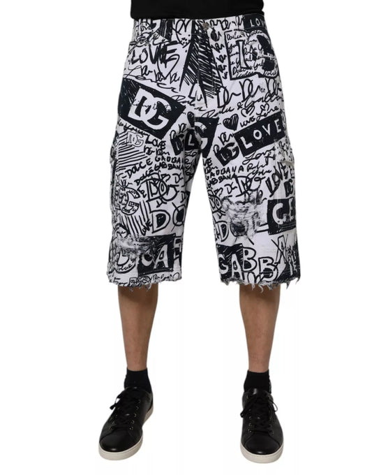 Dolce &amp; Gabbana – Bermudashorts aus Baumwolle mit Graffiti-Print für Herren