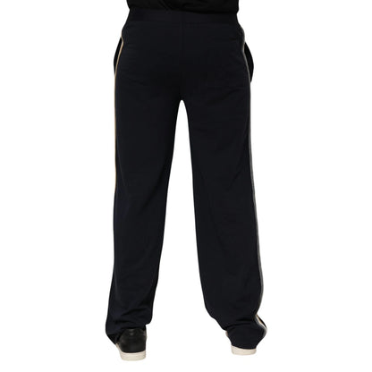 Dolce &amp; Gabbana – Schwarze, gerade Hose aus Modal-Spandex mit Logo